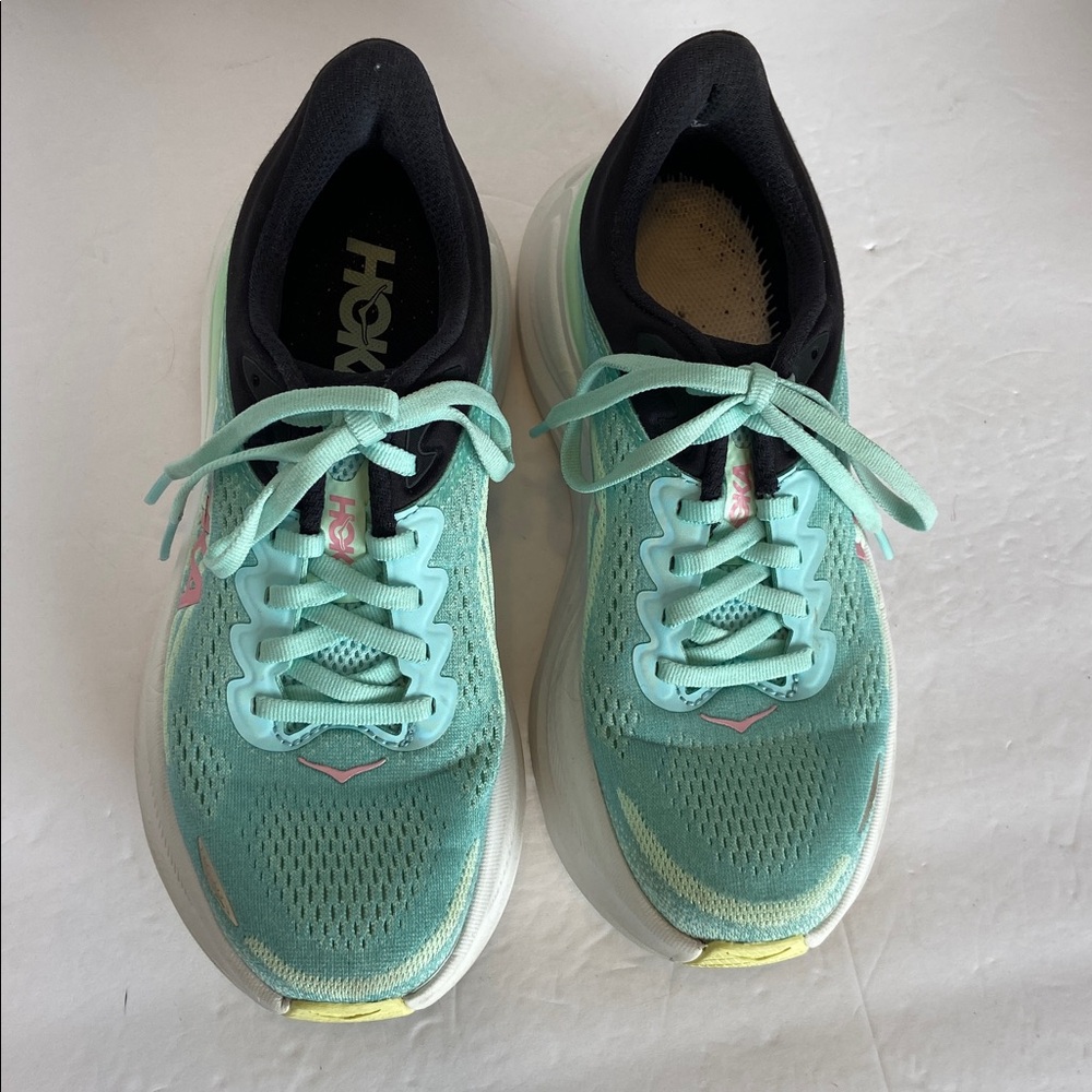 HOKA One One Bondi 9 Running Athletic Shoes Size 6.5 B Blue Spark Mint Fluorite - Picture 8 of 12